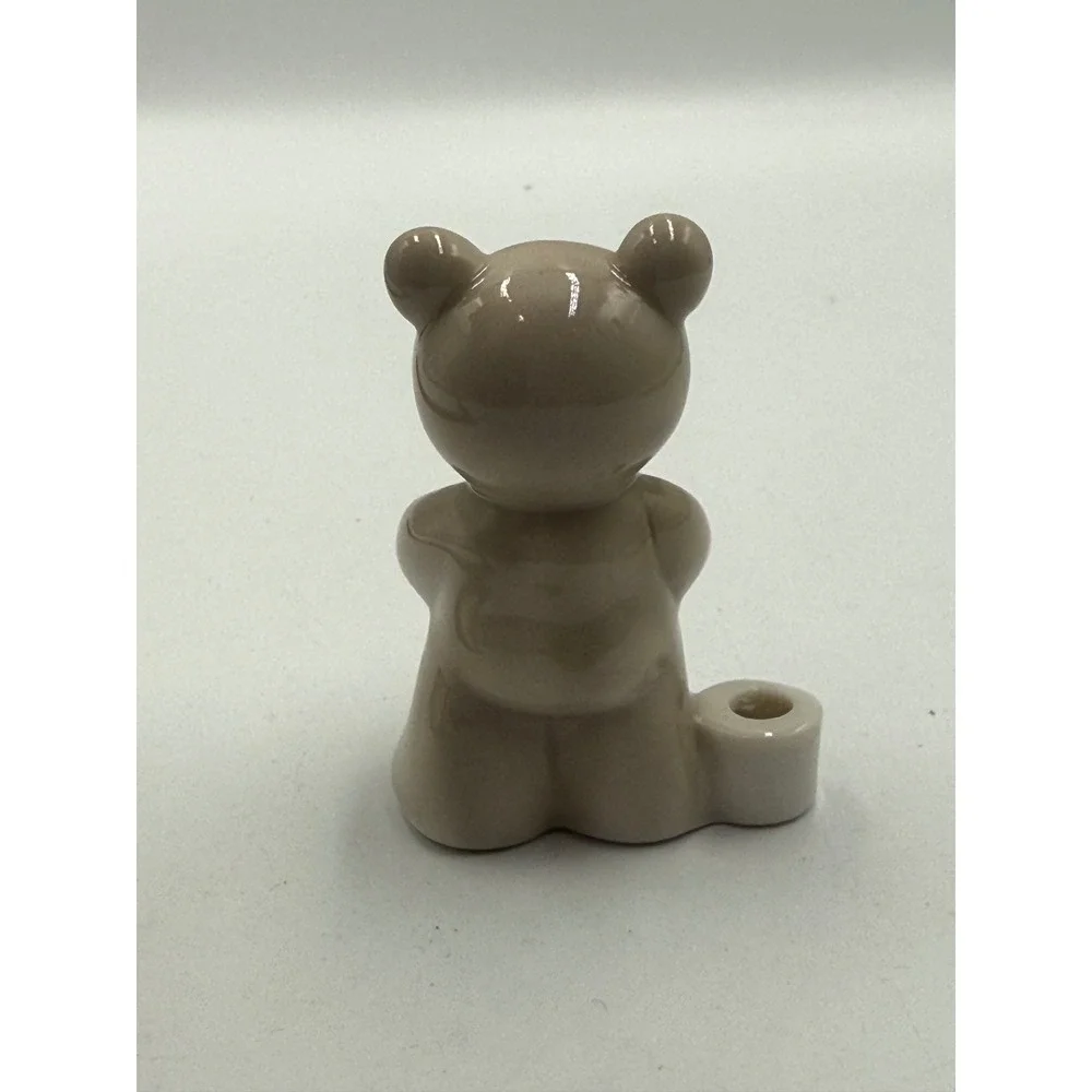 Biedermann Ceramic Teddy Bear Candle Holder Tan Blue Bow Gift Figurine Sri Lanka